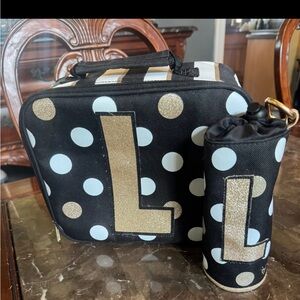 Justice Black and Gold Polka Dot Lunch Set